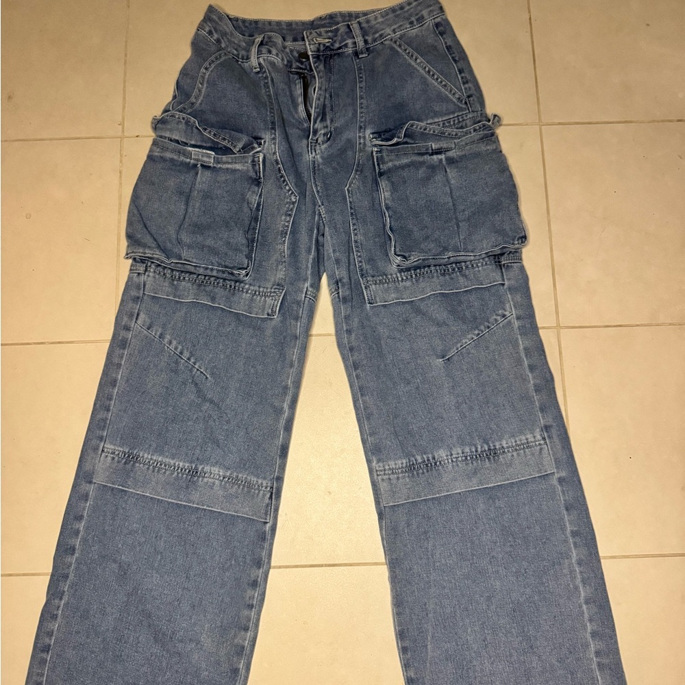 SHEIN Light Blue Denim Pants